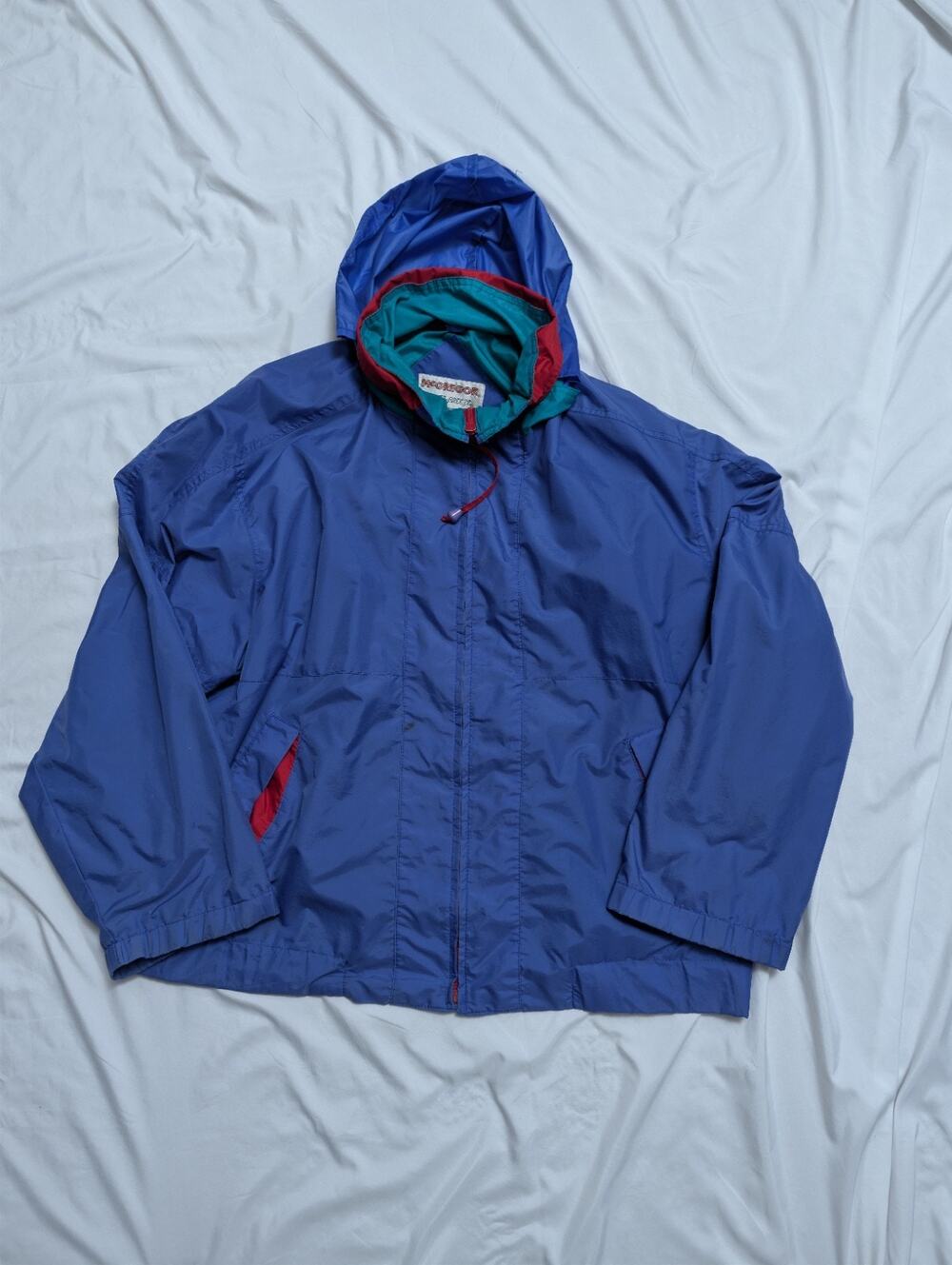 Vintage 90s McGregor Anti-Breeze Windbreaker Jacket Mens 3XL Blue Teal Hooded